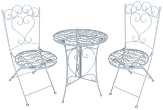 HTI-Living Küchentisch Essgruppe 3-teilig Curly Creme (Set, 3-St, 1x Tisch und 2x Stühle), Sitzgruppe Metall Nostalgisch