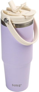 SUNTQ 30oz Tumbler mit Griff Flip Stroh Isoliert Edelstahlbecher 2-in-1-Deckel