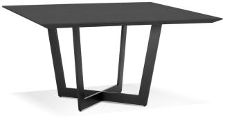 Kadima Design Quadratischer Esstisch, 140 cm, Holzplatte, Metallgestell. Schwarz