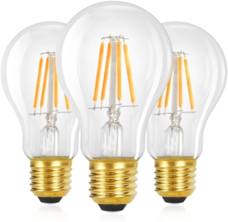 ZMH 3er pack LED E27 Glühbirne: A60 Vintage Lampe Edison Leuchtmittel 4W 2700K Warmweiss Glühlampe Retro Filament Birnen Bulb Energiesparlampe für Haus Café Bar - Nicht Dimmbar