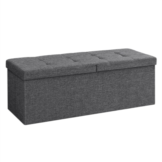 Faltbare Sitzbank Sitztruhe 120 L Halbdeckel Seitlich klappbar Max. Statische Belastbarkeit 300 kg Dunkelgrau 110 x 38 x 38 cm LSF76GYZ