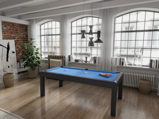 Vente-unique - Multifunktionstisch Billard & Tischtennis - 182 x 102 x 80 cm - Schwarz - SOUSA