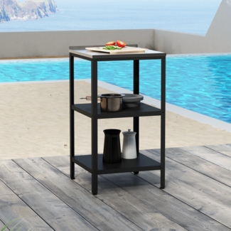 Outdoor Standregal Bolognano 92x50x50 cm Schwarz/Silber [casa. pro]