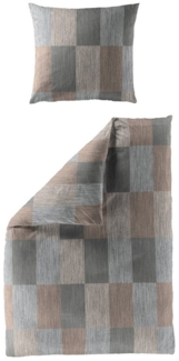 BIERBAUM Bettwäsche Bierbaum, Mako-Satin, 2 teilig, Kästchen mit feinem Struktur-Muster, taupe