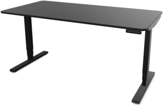 ASSMANN Elektrisch höhenverstellbarer Schreibtisch Y-Line Curved 160x80 cm Schwarz Schwarz Metall Holz