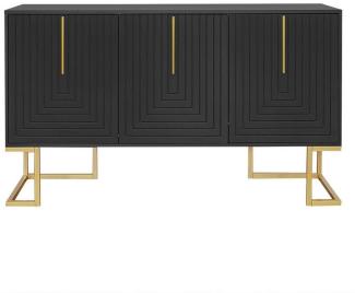 autolock Sideboard Modernes 3-türiges Sideboard mit verstellbaren Regalen, U-förmigen Schranktüren und Metallgriffen und Sockel