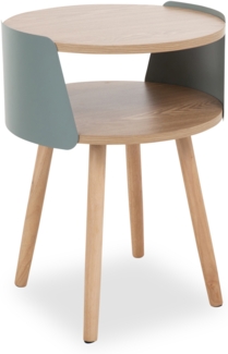 Nachttisch Belina / 300.001742, Echtholz, Holzwerkstoff, Stahl, Grün, Holzfarben, 40 x 55 x 40 cm