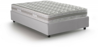 Dmora Anna Doppelbett, Bettkasten mit Kunstlederbezug, 100 % Made in Italy, Öffnung vorne, inklusive Matratze 120 x 190 cm, Weiß