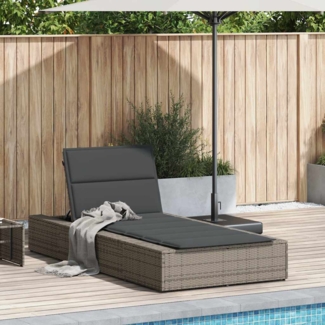 vidaXL Sonnenliege mit schwebender Auflage Grau Poly Rattan 4104204