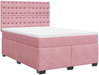 vidaXL Boxspringbett mit Matratze Rosa 160x200 cm Samt 3290971