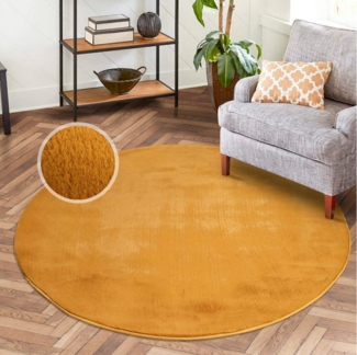 Carpet City Hochflor-Teppich TOPIA400, rund, Höhe: 21 mm, besonders weich und kuschelig durch Polyester, Uni-Farben