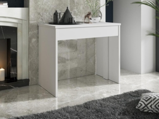 Vente-unique - Wandkonsole Tisch ausziehbar für 12 Personen - 6 Verlängerungen - Weiß - ONEGA