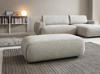 Vente-unique - Hocker - melierter Stoff - Grau - MONELIA