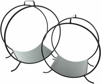 Kaminholzständer "Circle", 2er Set, aus Metall, schwarz, Holzständer, Holzlager