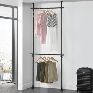 Teleskopgarderobe Kemi mit 2 Garderobenstangen 75 - 115 cm [en. casa]