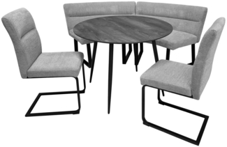 HTI-Living und 2 Stühlen Grau Sitzgruppe Liron Tisch mit Eckbank