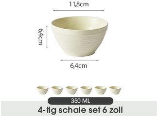 JIWOO Müslischale 6er Ø11,8cm, Frühstückschalen Eisschale Dessertschalen Schale, Keramik, (Schaleset, 6-tlg), Porzellan Hochwertiges Schalen gelb Mikrowellenofen Spülmaschine