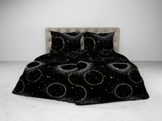 Heckettlane 1 x Bettwäsche 135x200 cm + 1 x Kopfkissenbezug 80x80 cm Flanell Cayla Night Black