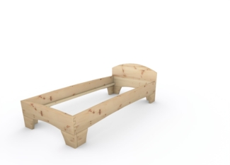 Zirbenbett Massivholzbett "Rosi" metallfrei 90 x 200 cm 38 cm mit Kopfteil