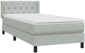 vidaXL Boxspringbett mit Matratze Hellgrau 80x220 cm Samt 3318387