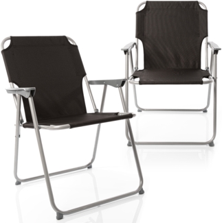 BigDean 2X Klappstuhl Faltstuhl Campingstuhl Angelstuhl schwarz robust klappbar bis 120kg belastbar klassischer Klappstuhl Gartenstuhl für Garten & Camping - Campingstuhl faltbar