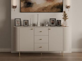 Compleo Kommode eiche cremona oder beige, drei Schubladen und zwei Türen ZANTO