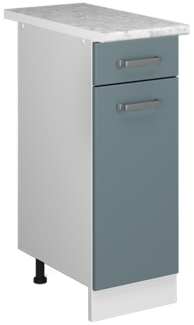 Vicco Unterschrank Blau-Grau 30 cm mit Schublade, mit Arbeitsplatte, R-Line