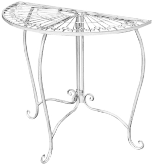 Beistelltisch Metalltisch Garten Vintage Style halbrund klappbar antik-weiß
