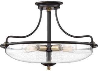 Elstead Lighting Griffin 3-Light Semi-Flush Light Deckenleuchte Bronze Glas