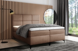 99rooms Ozzy Boxspringbett Kunstleder 200x200 cm Hellbraun