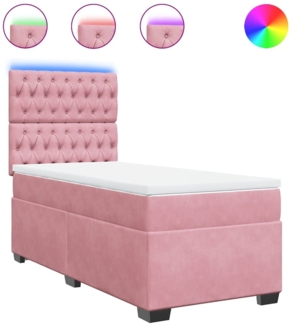 vidaXL Boxspringbett mit Matratze Rosa 80x200 cm Samt 3293073