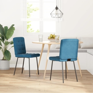 vidaXL Esszimmerstühle 2 Stk. Blau Samt 4101090