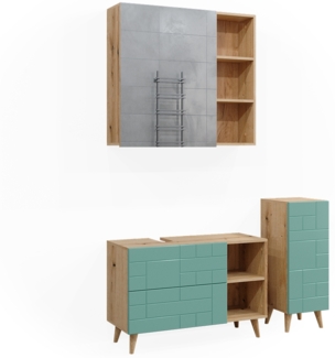 Badmöbel-Set Rudi Mintgrün 3 Teile Vicco