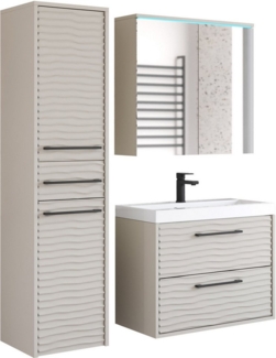 welltime Badmöbel-Set Canada - Fronten mit Wellenstruktur, (Komplett-Set, 4-St, Fronten mit Wellenstruktur)