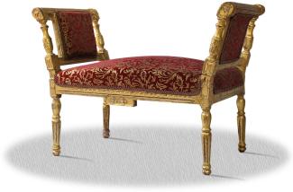 Casa Padrino Barock Sitzbank Gold Bordeaux Rot Muster 110 x 40 x H. 70 cm