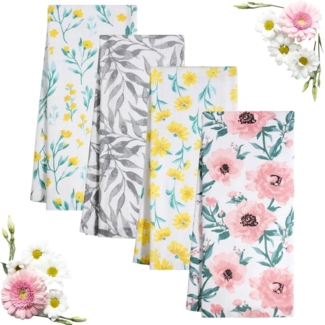 Geschirrtücher 100% Baumwolle Herbstblumen 4 Stk. 40x70cm Saugfähig