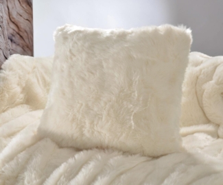Wohnen und Accessoires GmbH & Co. KG Fellkissen Fellkissen (Kunstfell) "Kaninchen creme-weiß" Premium superfein, Felloptik