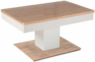 Couchtisch höhenverstellbar Cin 90x44x60 Furnier Weiß/Wildeiche Bianco
