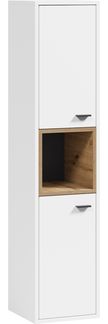 Badezimmerschrank Oliver 30 x 30 x 133 cm - Weiß mit Eiche - 2-türige Wandsäule