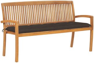 Gartenbank 159 cm Teak mit Auflage Taupe