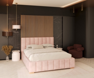 FDM Polsterbett Stauraumbett Bettgestell 90x200, 120x200, 140x200, 160x200, 180x200cm (MADE IN EU - mit hochwertigem Velours Bezug, Bettrahmen, Bett, Optional mit Matratze bestellbar, mit großen gepolsterten Kopfteil, mit Bettkasten zum aufklappen), Me...