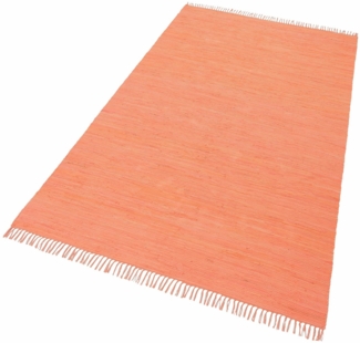 THEKO Teppich Happy Cotton, rechteckig, Höhe: 5 mm, Handweb Teppich, Flachgewebe, reine Baumwolle, handgewebt, mit Fransen