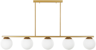 'Zikuli' Hängeleuchte Gold aus Eisen und Glas 5-flammig Kugelförmige Lampenschirme für Esszimmer Wohnzimmer Salon Modernes Design