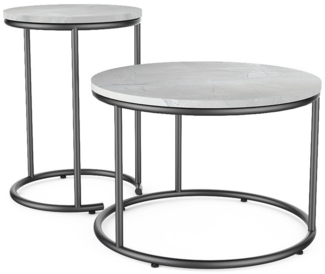Couchtisch-Set Ottawa Marmor Weiß 55 x 55 cm 2 Teile Vicco