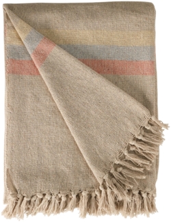 Decke Überwurf Streifen 100% Baumwolle 130x180 cm Skandinavisch Blau-Bernstein