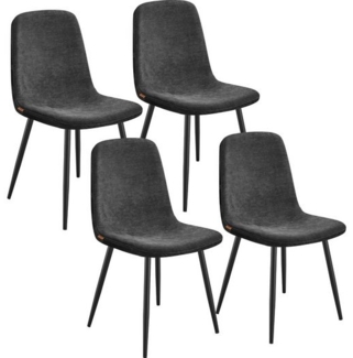 VASAGLE Esszimmerstuhl 4er Set, Küchenstuhl, Polsterstuhl, Metallbeine, verstellbare Füße, pflegeleicht, Chenille-Gewebe, PU mit von Gletschern inspiriertem Muster,von SONGMICS, schiefergrau KDCDE188G01