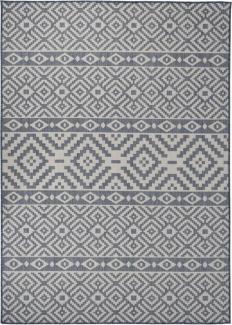 vidaXL Outdoor-Teppich Flachgewebe 120x170 cm Blau Gestreift