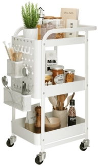 BlingBin Servierwagen mit 3 Ebenen Küchenwagen mit Rollen Griff Rollwagen mit Haken und Korb, (Rollwagen mit Haken und Korb, 1 St, 51,5 x 32 x 75,6 cm), Küchenregal, Allzweckwagen für Küche Büro Badezimmer