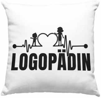 Trendation Dekokissen Trendation - Logopädin Herzschlag Kissen Geschenk Logopädie Logopäde D