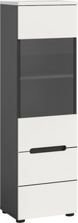 Vitrine >Canu< in Basalt Grau / Weiß - 36x125x33cm (BxHxT)